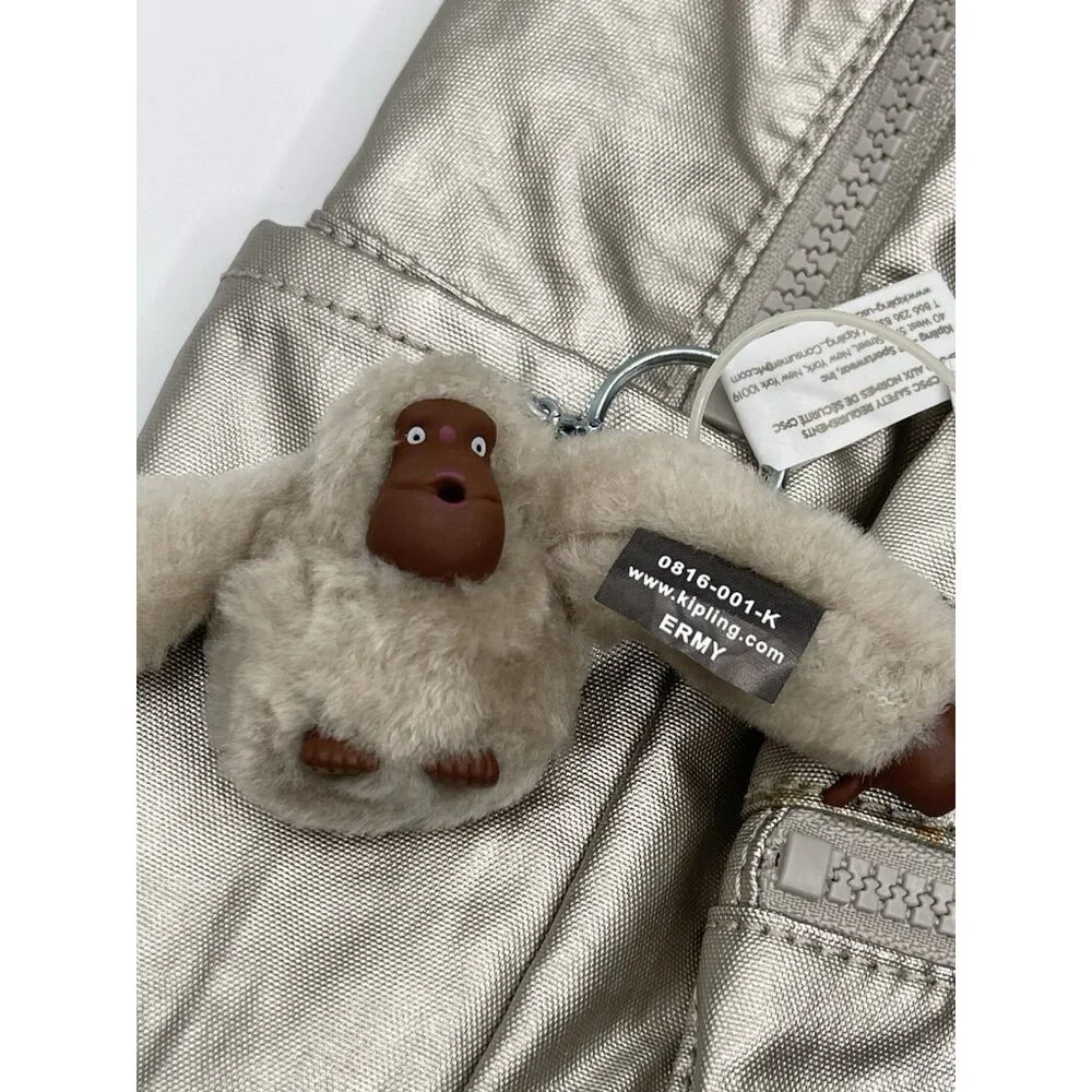 Kipling Bouree‎ Backpack School Bag Nylon Silver Beige Metallic BP4194 $114